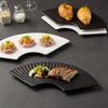 Durable Sushi Plate Ceramic Storage Tray Multi-Function Fan Shaped Striped Plate  Festival