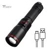UV Flashlight 395nm Black Light USB Rechargeable Zoom Function Waterproof Portable Ultraviolet Torch Light