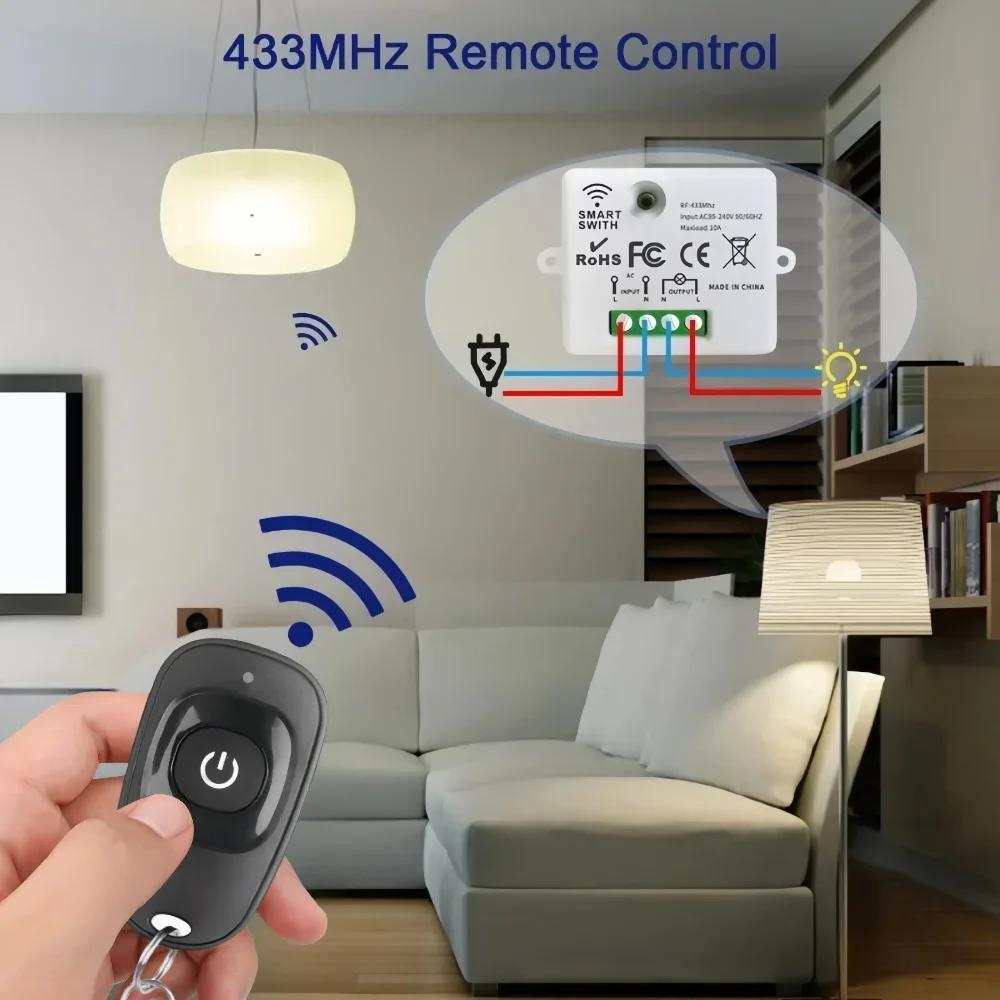 433Mhz Universal Wireless Remote Control Switch AC 110V 220V Relay Receiver Module RF Transmitter Learning Button Remote Control