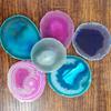1pcs 70-90g Red Blue Purple Crystal AGATE SLAB Geode Amethyst Crystal Mineral Coaster Electroplated Edging Geode Agate Slice