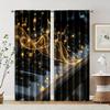 2 Pcs, Filtering Curtains (excluding Rods, Non-movable, Without Batteries) Golden Piano & Musical Notes for Use In Bedrooms and