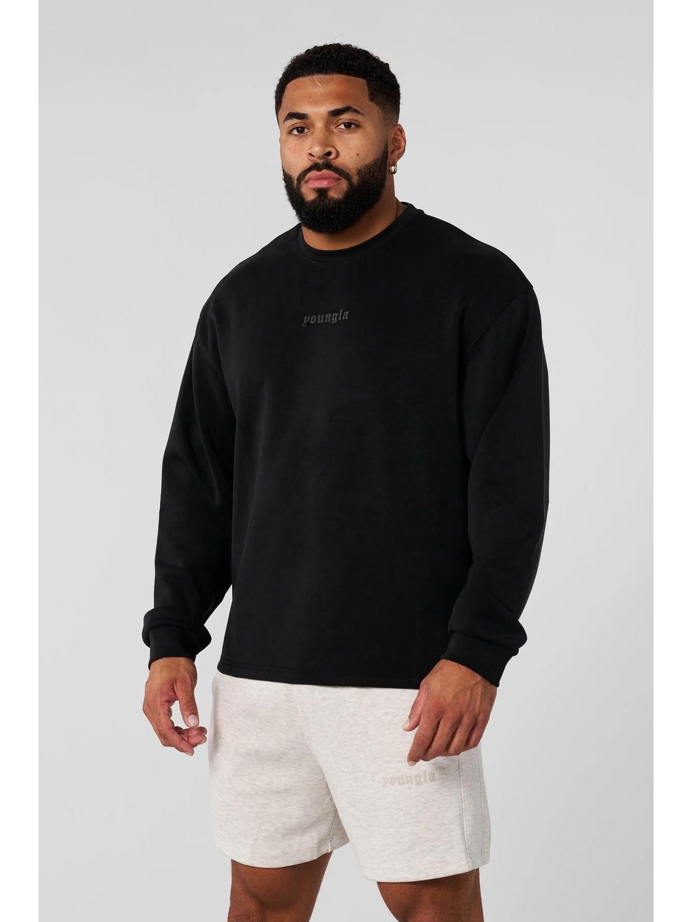 YoungLA Men s Round Neck Long Sleeve Hoodie - Trendy Muscle Fitness & Basketball Training Top Extra Large