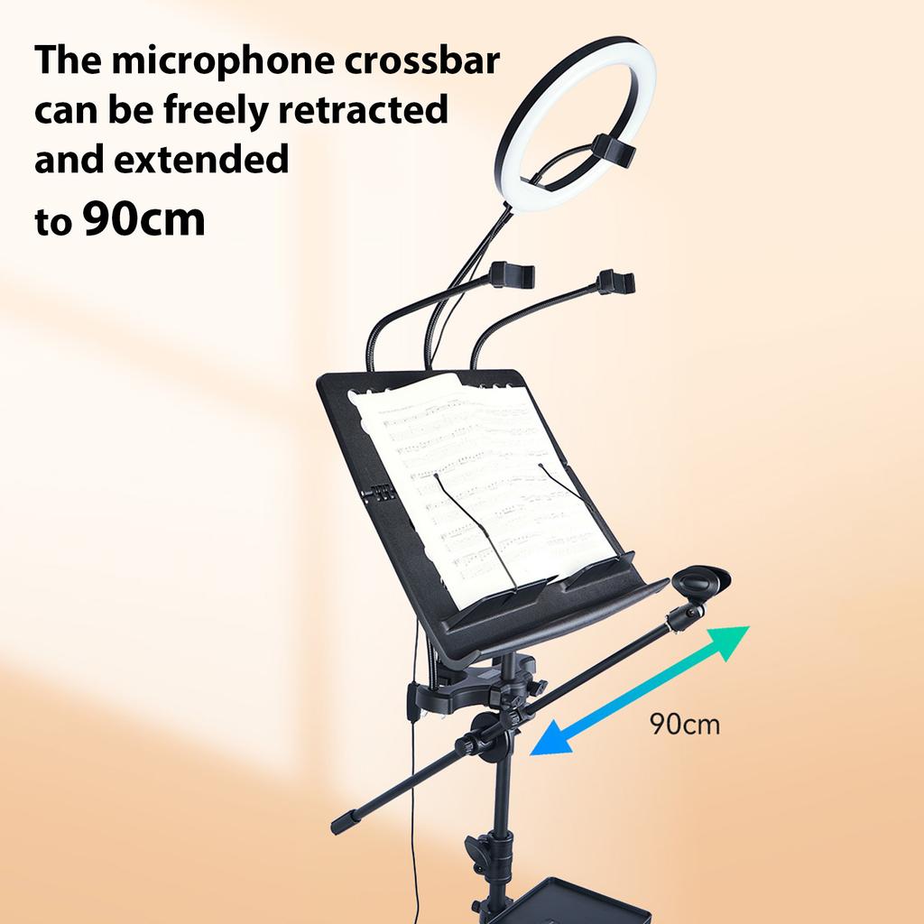 GUITTO GMS-01 Portabelt Notställ Avtagbart Multifunktionellt Livestreaming Mikrofonstativ för