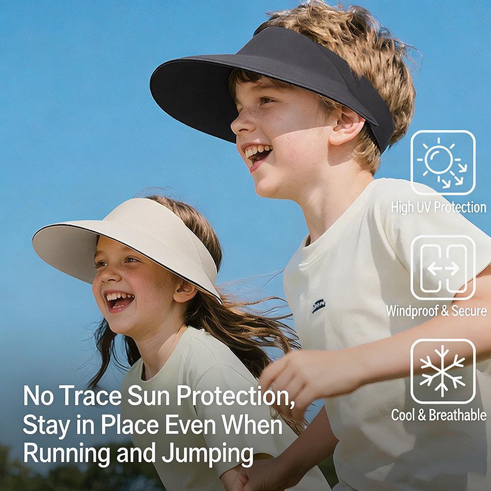 Foldable Empty Top Sun Hat For Boys Girls Summer Outdoor UV Protection Hat Breathable Seamless Portable Anti-ultraviolet Visor Size S