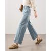 TERRE BLEUE Women's High-Waist Wide-Leg Straight Jeans