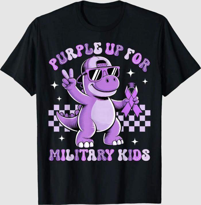 Purple Up Military Child Month Dinosaur T-Shirt S разноцветный