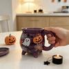 Taza de Cerámica de Halloween - Forma de Caldero Morado con Calabaza y Diseño, Vajilla para Fiestas Festivas, 12 oz