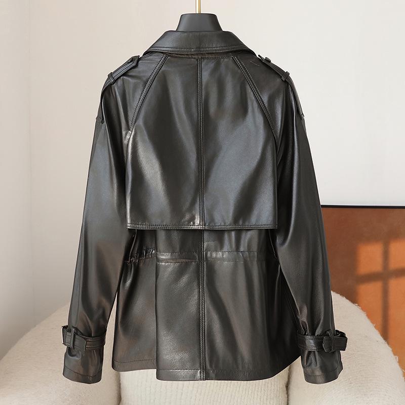 Dámská luxusní krátká motorkářská bunda z ovčí kůže podzim/zima 2024