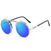 New Vintage Steampunk Sunglasses Round Steam Punk Metal Women Coating Sunglasses Men Retro Circle Sun Glasses Flap sunglasses
