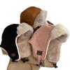 Women's Suede Aviator Hat with Thick Plush Ear Protection for Autumn and Winter