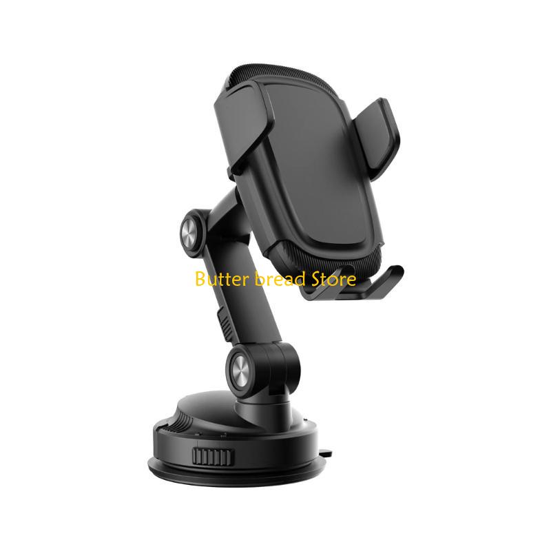 W89C Adjustable Car Phone Mount with Powerful Clamps Sucker Holder Windshield Bracket серый