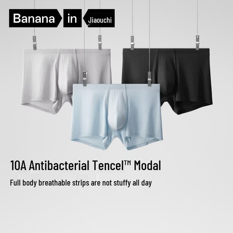 Bananain Men's Silver Skin 311A Tencel Modal Ice Silk Boxer Briefs - 3 Pack