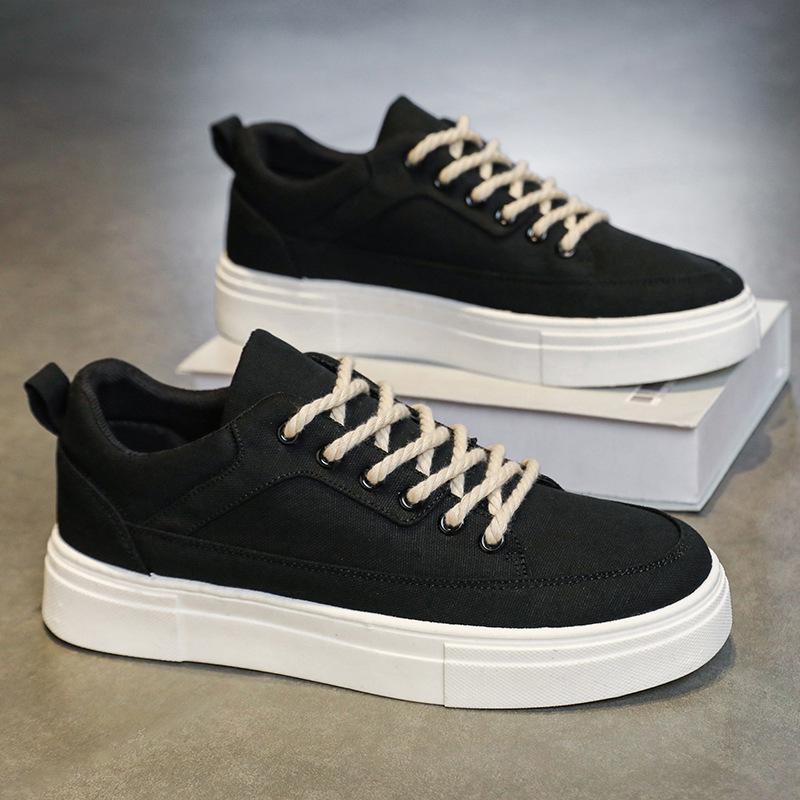 Men's Height-Boosting Thick-Soled Canvas Shoes - Breathable Summer Retro Lace-Up Sneakers