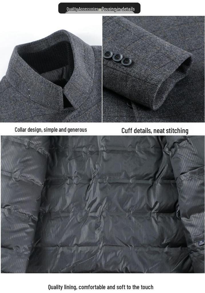 Men's Plus Size 2025 Double-Faced Wool Coat with Detachable Inner Down Jacket and Suit Collar