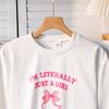 Girls' Fashion Set Autumn Children's Sweet Bow Pink Work Pants Letter Long-sleeved Sweatshirt