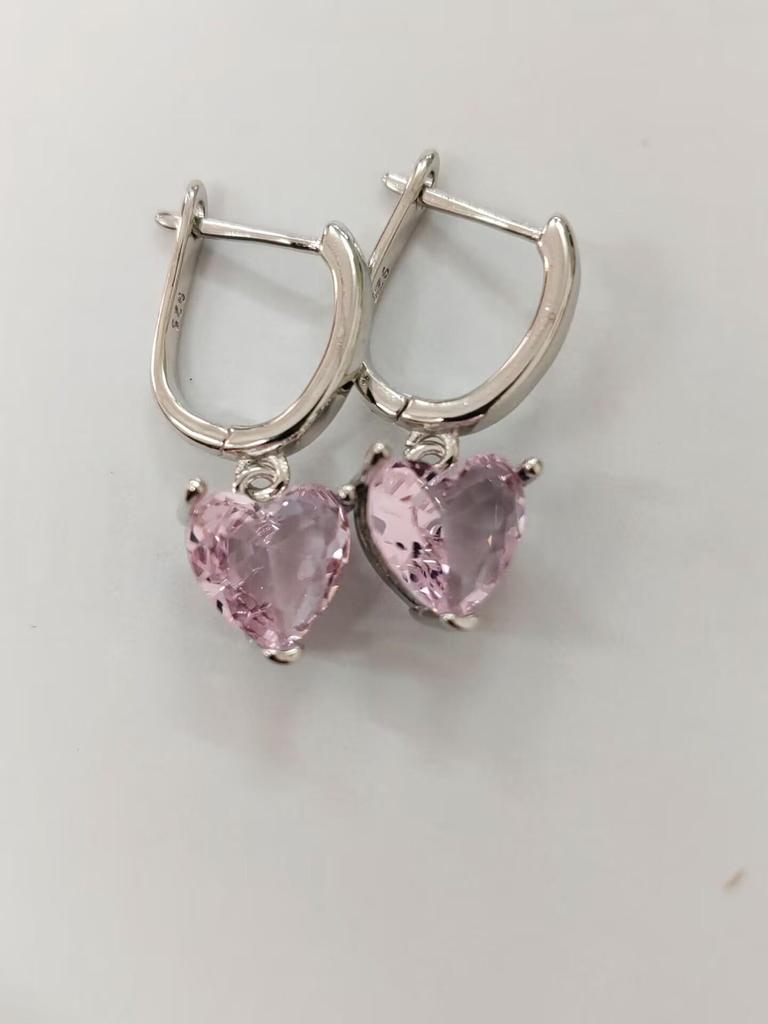 Heart-Shaped Zircon Jewelry Set: Earrings, Necklace & Open Ring - Elegant and Luxurious Fashion Accessories