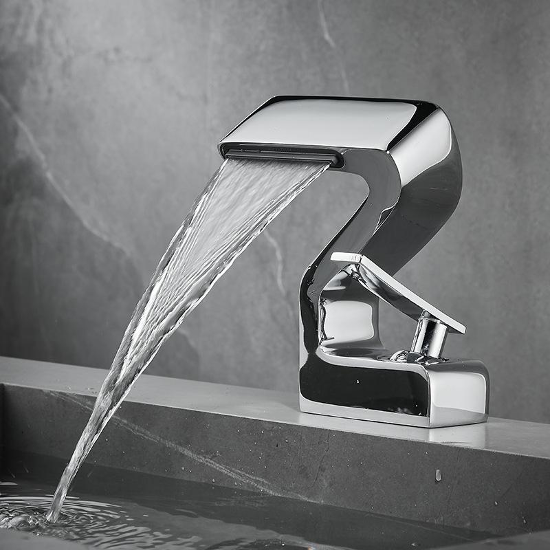 Bathroom Basin Faucets Gold Waterfall Hot and Cold Mixer Taps Black Brass Toilet Sink Water Crane New Style