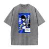 BLUE LOCK Anime Clothing Karasu Tabito Cool Print Washed T Shirt Men Street Cotton Tshirts Washed Manga Tee Harajuku T-shirt