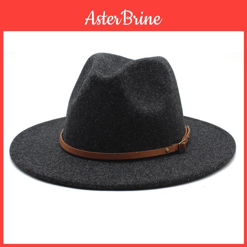 Unisex Wool Felt Fedora Hat With Wide Brim For Casual And Business Wear