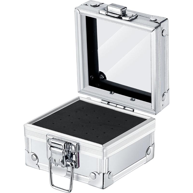 Professional Manicure Drill Bit Stand Display Case Compact Metal Storage Container With 25 Holes Nail Bits Organized