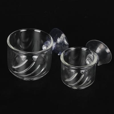1 Stück Glas Aquarium Futterspender Hängender Fischtank Mini Kristalltopf Polka Wasserpflanzen Zylinderbecher Aquarium Dekor Zubehör