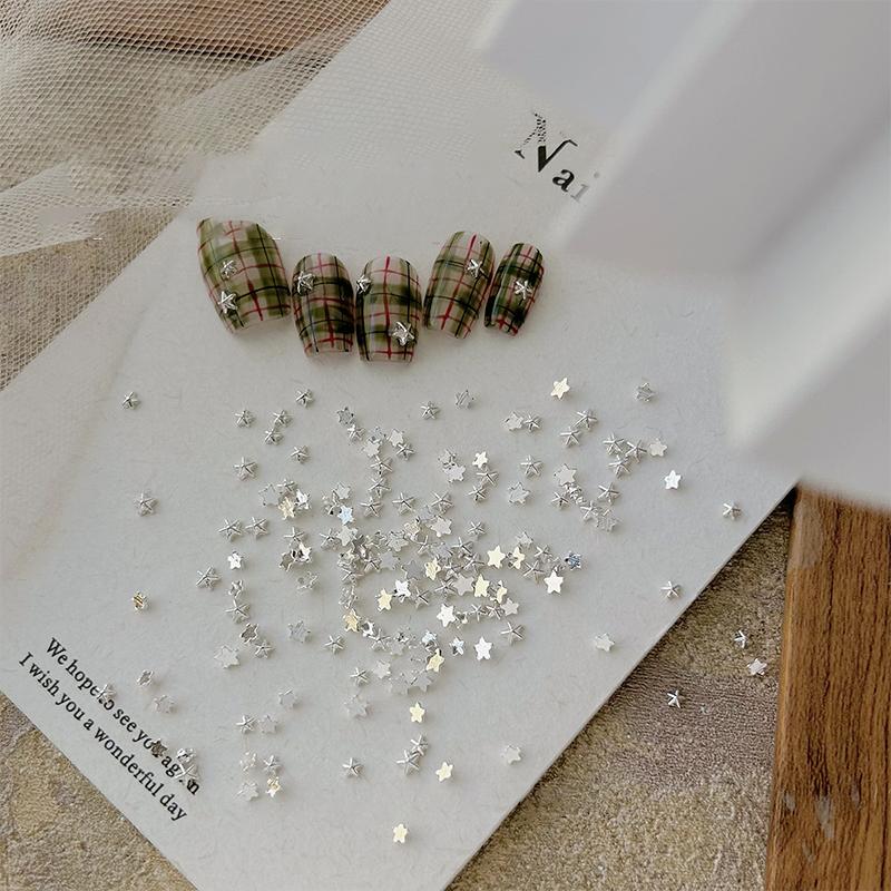 

100 шт. мини-звезда для ногтей с бриллиантами смешанного размера из сплава для девочек, украшение для ногтей, аксессуары для ногтей своими руками, стереоскопические серебряный