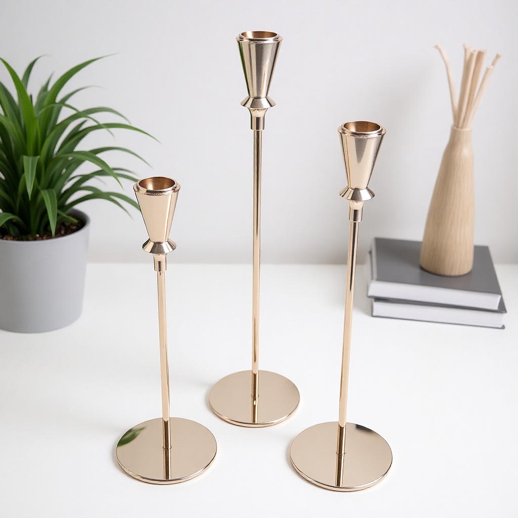Gold Romantic Candle Holder for Wedding and Home Decor Gold Three-piece Set