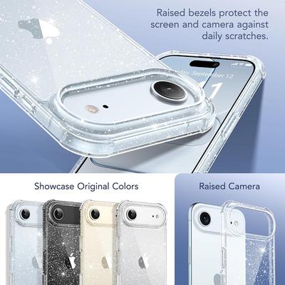 Nárazuvzdorný třpytivý průhledný kryt pro iPhone Air 17 Pro Max 16E 16 E 15 Plus 14 13 Mini 12 11 X XS XR SE 2022 2020 17Pro 8 iPhone17 iPhoneair Kryt na telefon