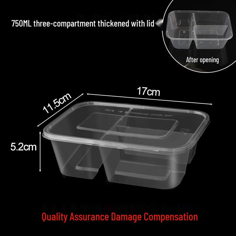 Disposable 3-Compartment Lunch Box Set