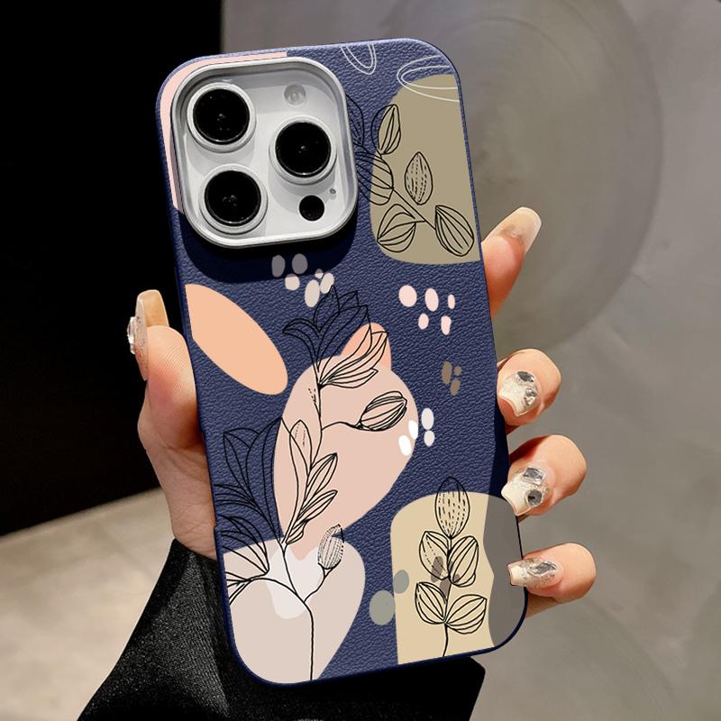 

Для Magsafe Magnetic Matte Line Flower Print Phone Case для iPhone 16 15 Pro 14 Plus 13 12 Pro Max 11 Противоударный мягкий TPU тонкий кожаный текстурный чехол iPhone 16 Pro Max синий