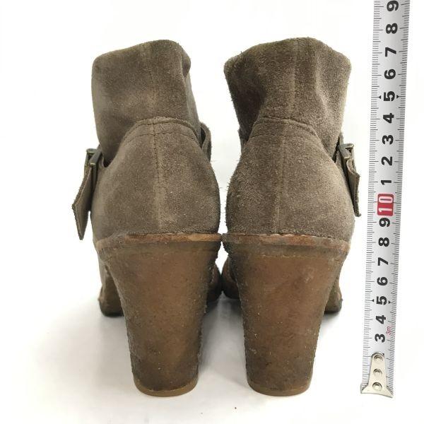 UGG Suede Short Heel Shearling Boots Beige Size US6 23.0cm(USED)