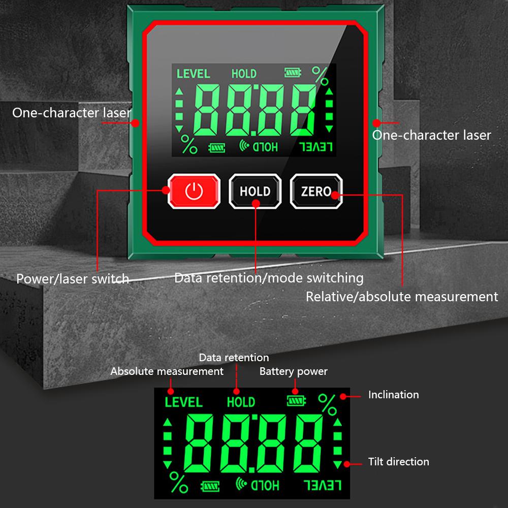 Magnetic Digital Angle Finder Electronic Laser Gauge Ruler 360 Degree LCD Protractor Mini Inclinometer Measuring Tool