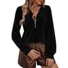 Women's Fashion Velvet Zipper Oversized Casual Long-Sleeve Top