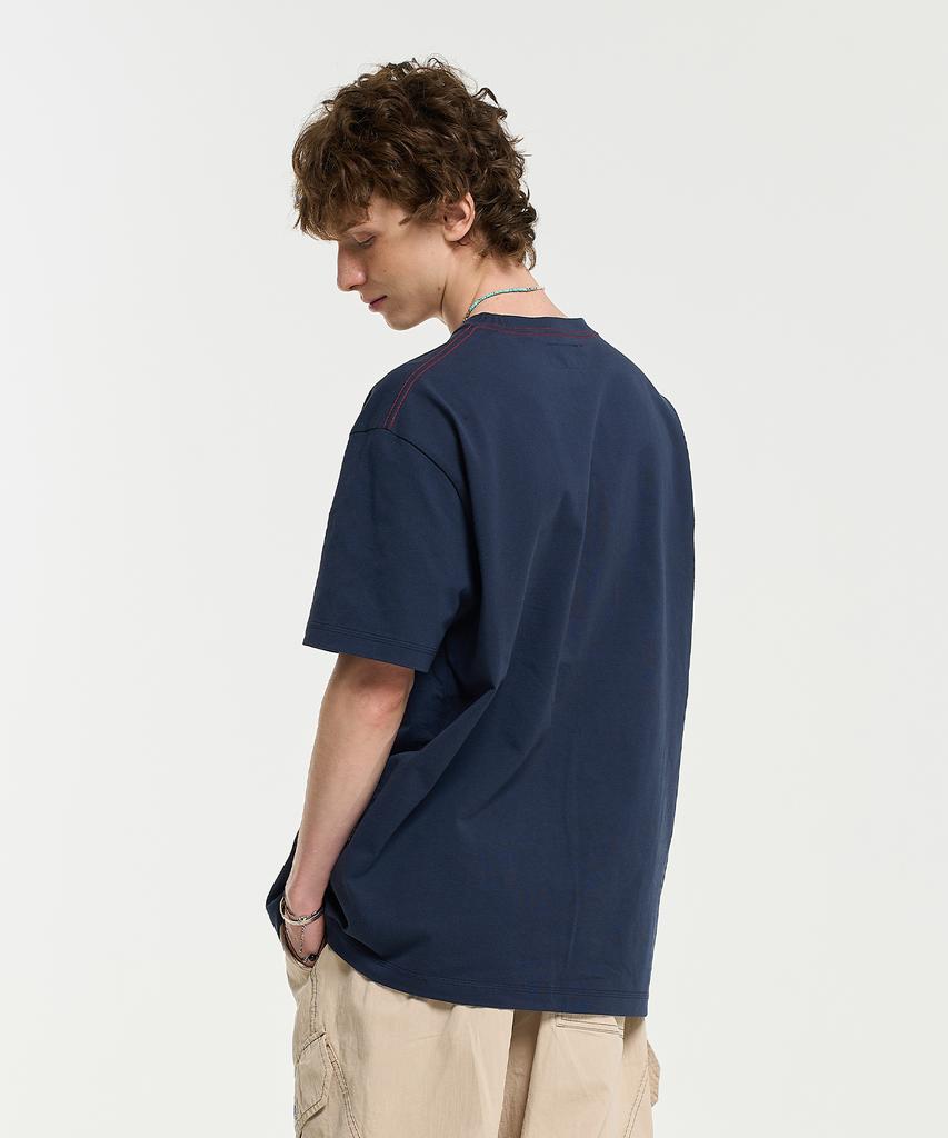 AECA Color Chain Stitch Aeca Sports Half Sleeve Tee-Navy