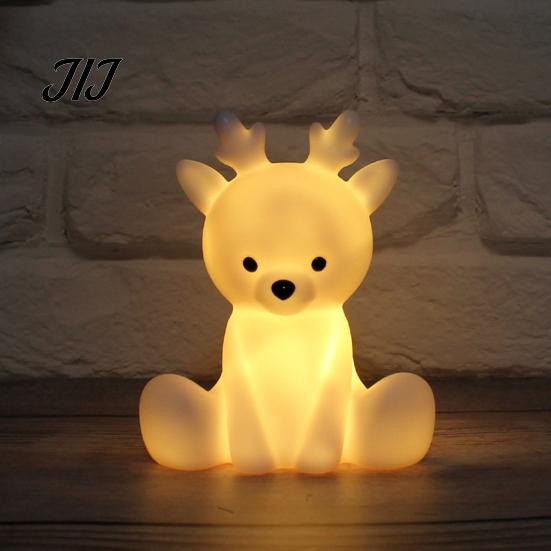 Soft Nursery Lamp for Baby Cute Animal Night Light Kids, Rabbit Bear Deer Cat Dog Room Lighting Sleeping Shape LED Bedside Lamp, Glow Sleep Decorative