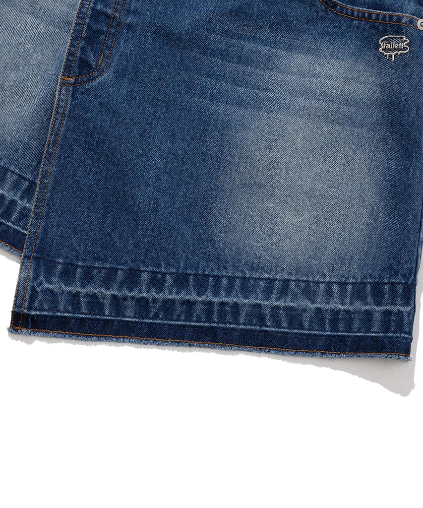 Pallet Wrap Denim Short Skirt Blue