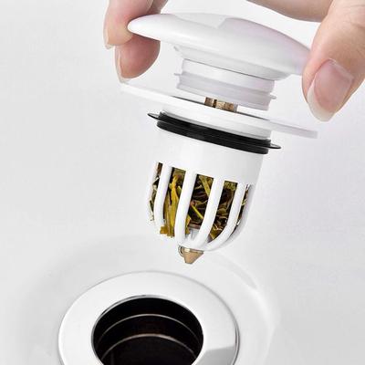 Pop-up Design Rebound Drain Plug Easy To Use Press Anti-clogging Function Bathroom Sink Drain Stopper Hair Catcher