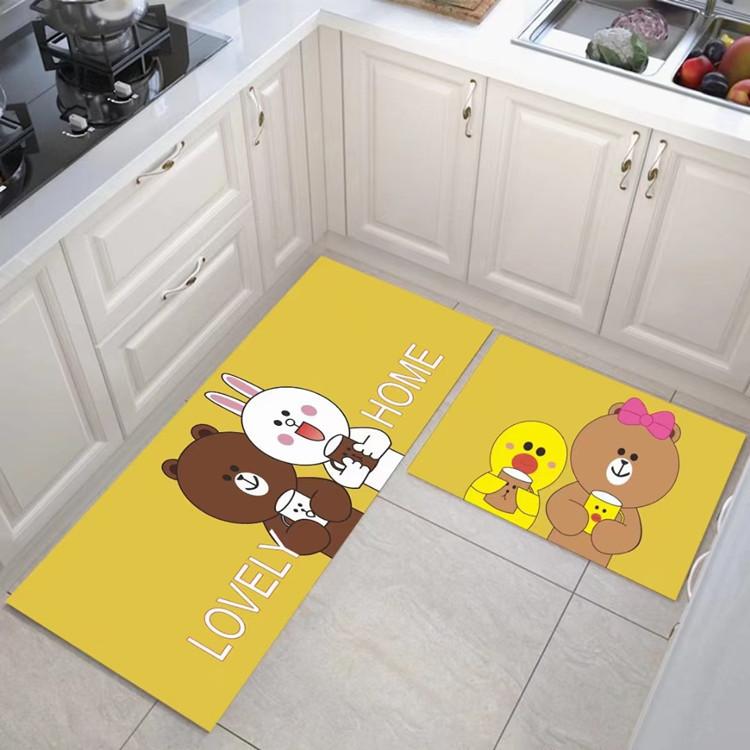 Cartoon Kitchen Floor Mat, Water-Absorbing And Oil-Absorbing Diatom Mud Floor Mat, Wear-Resistant And Dirt-Resistant L-Shaped Floor Mat, Anti-Skid Ma