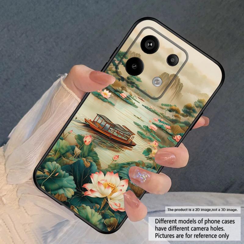 Ship and Red Lotus For Redmi Note 9 9S 10 11 12 12S 13 Pro+ Plus 5G India 14 Pro 4G Global 14S 13C 14 silicone soft phone case