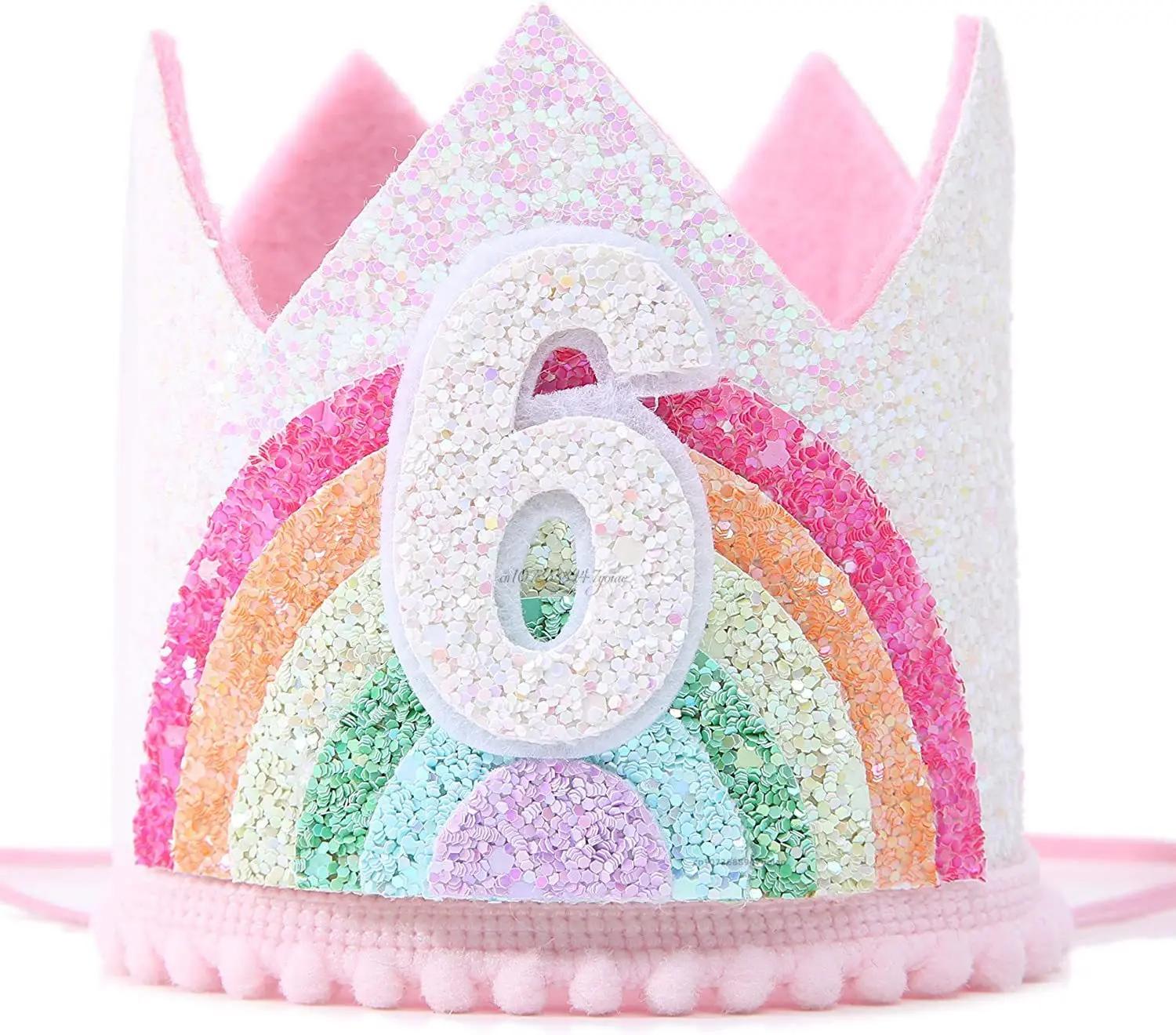 

First Kids Birthday Party Glitter Brown Bear Hat ONE Burlap Lion Birthday Crown Baby Shower Photoprops Party Decorations