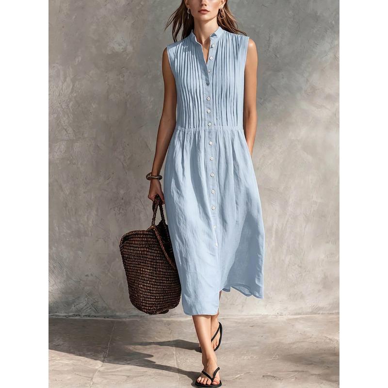 JPNTKY Fashion Summer Spring Sleeveless V-Neck Casual Dresses