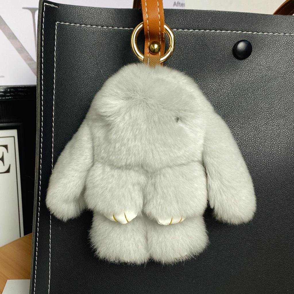 Mini Rex Rabbit Fur Pom Pom Keychain Bag Charm Keyring