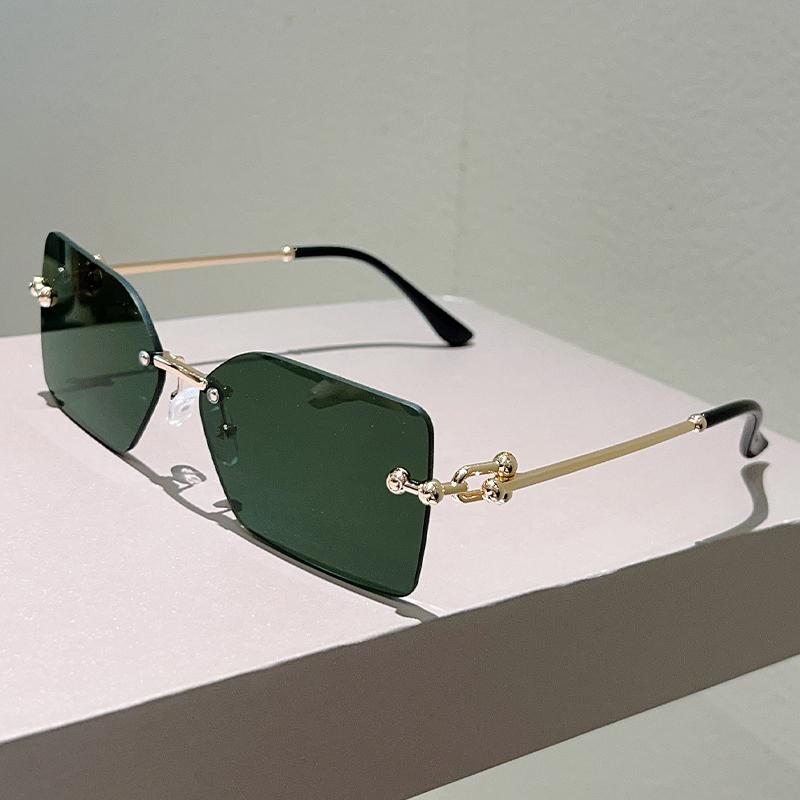 Rimless Square Sunglasses Men Vintage  Fashion Gradient Outdoor Casual Shades Women Trendy Brand Design Sun Glasses