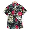 Hawaiian Beach Men's Short Sleeve Shirt with Plant Print Pattern Boy's Short Sleeve Lapel Casual