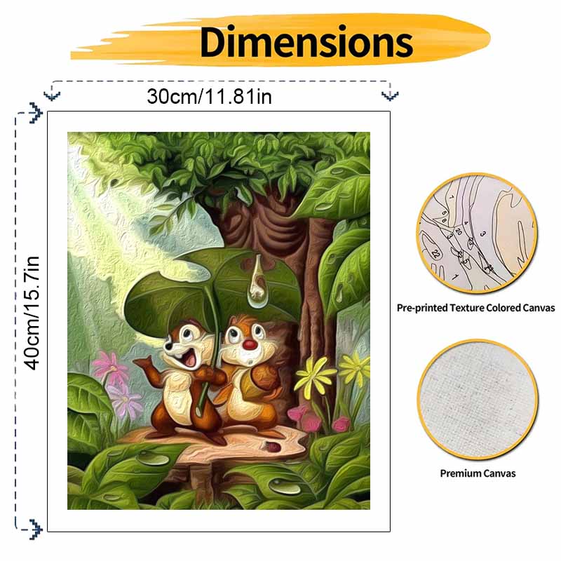 Disney Chipmunks Rain Forest Oil Art Painting Kit Home Wall Decor Handmade Gift For Relaxing DIY Art Project Crafts Hobby Decorating