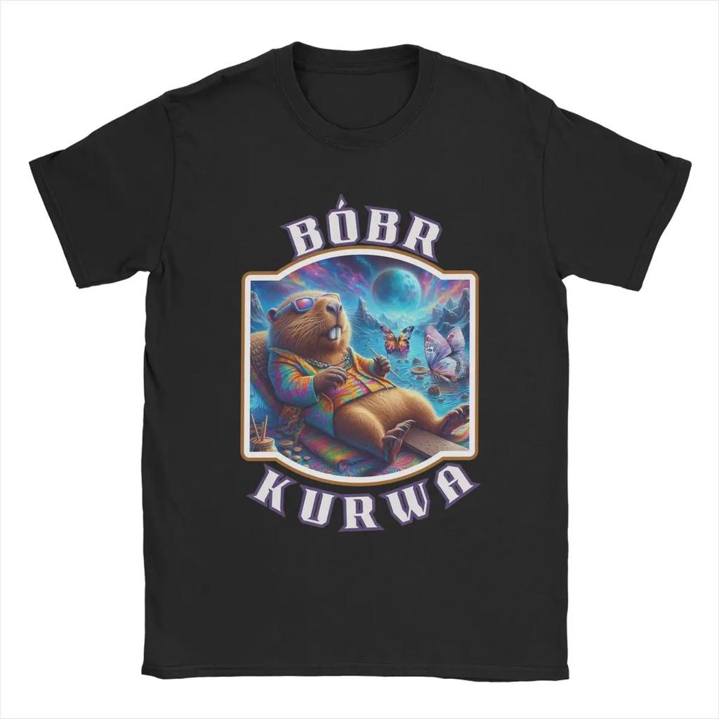 Fashion Kurwa Bobr Bober Beaver Boberek Relaxing T-Shirt Unisex O Neck Cotton T Shirt Short Sleeve Tees Plus Size Clothing