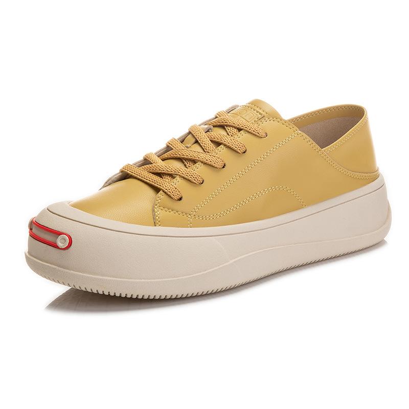 Laughing Leather Women's Shoes 2025 Spring New Women's Shoes Versatile Platform Single Shoes Casual Two Wear White Shoes