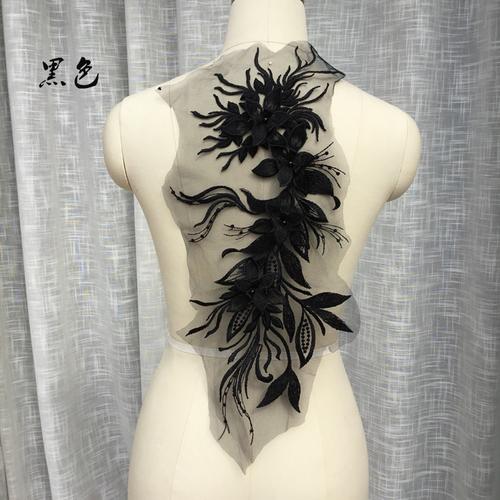 2PCS.Multicolor Beaded Lace Embroidery Flower ,Big Flower Patch,Children's Wedding Dress Costume,DIYDecorative Flower Stickers