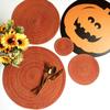Kitchen Round Table Mat Woven Ramie Placemats Anti Slip Dining Table Mats Non-Slip Tableware Bowl Pads Drink Cup Coasters