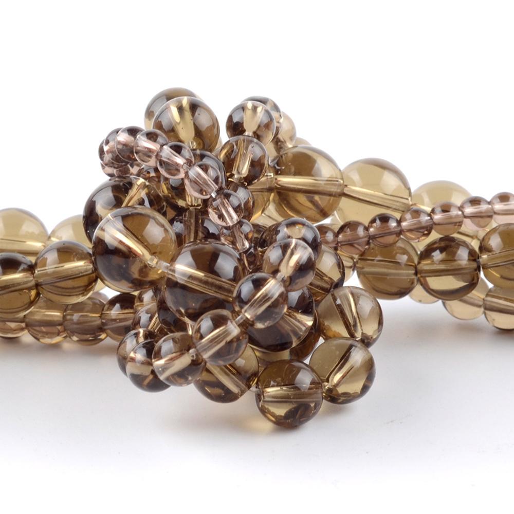 Smoky Crystal Glass Round Beads 15"Strand Smooth Loose Spacer Beads 4/6/8/10/12mm for Jewelry Making DIY Bracelets Accessories